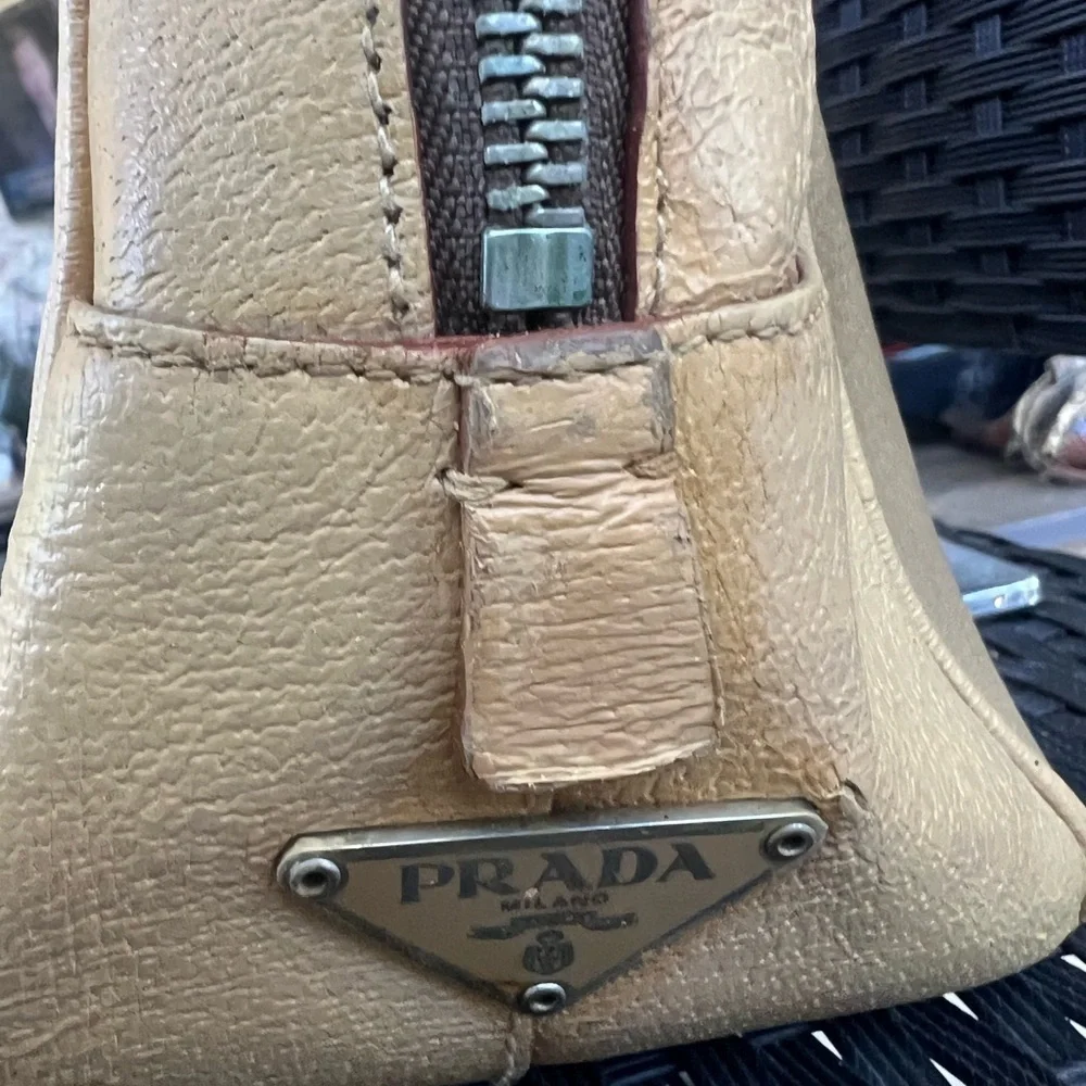 Prada Cream Leather Shoulder Bag